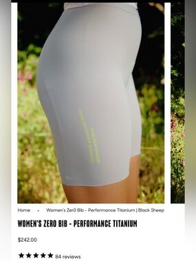 NWT Black Sheep Women's Zero Bib Shorts - Performance Titanium Medium